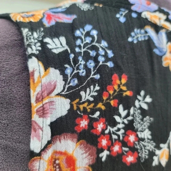 Gypsies Moondust Women's Floral Crepe Sleeveless Keyhole Peasant Blouse Black M - Picture 2 of 10